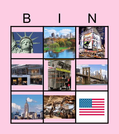 New York City Bingo Card