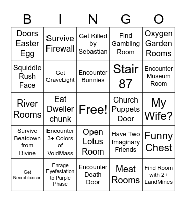 Pressure 1 Bingo Card