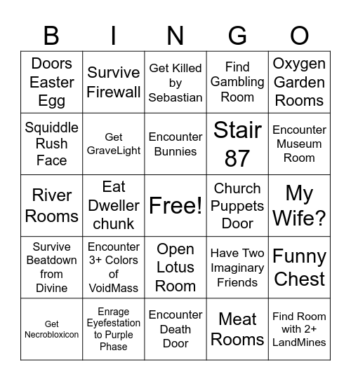 Pressure 1 Bingo Card