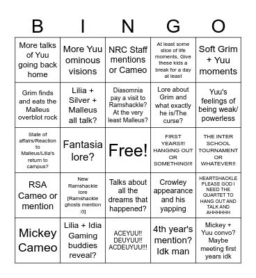 BOOK 7.5 PREDICTIONS Bingo Card