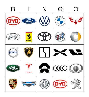 Car Logo Bingo Card