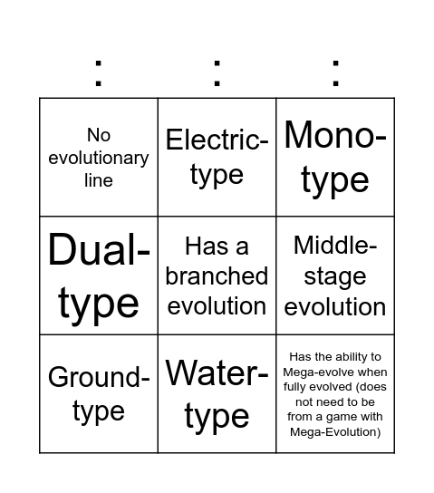 Shiny Night Bingo Card