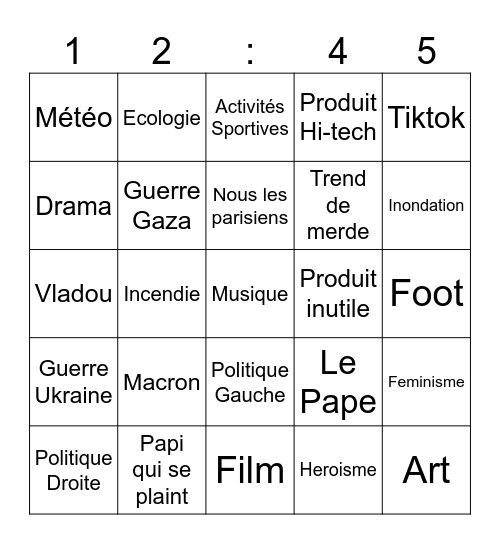 It's a me ! NEWS-CHAN Bingo Card