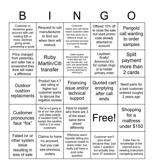 Fa Queue Bingo Card
