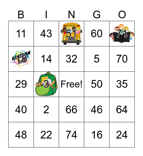 GCFBC Kingdom Kids Bingo Card