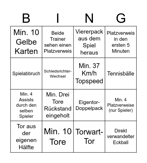 Bundesliga Bingo Card