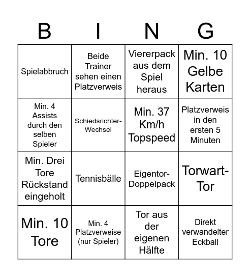Bundesliga Bingo Card