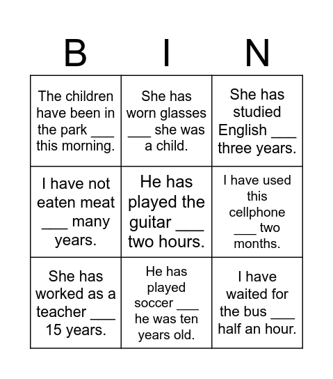 "Perfect bingo" Bingo Card