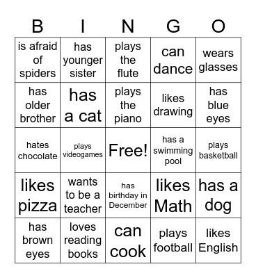 Find someone who... Bingo Card