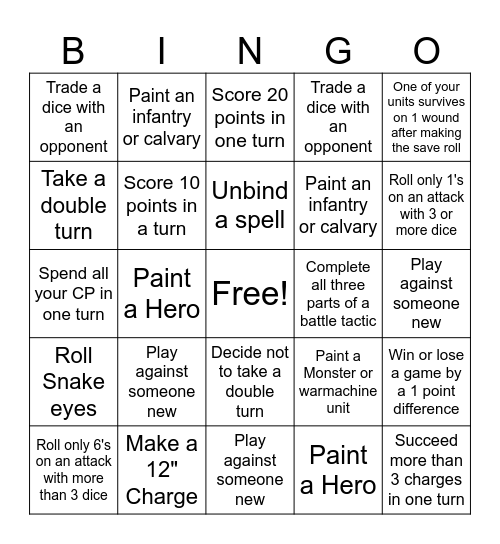 AoS Slow Grow League - Card 1 Bingo Card