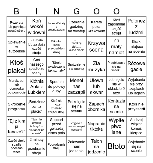 WYSTĘPY JUBILAT Bingo Card