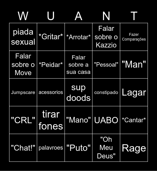 WUANT Bingo Card