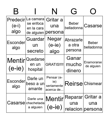 EN NOMBRE DEL AMOR BINGO (Ahooooraaa!) Bingo Card