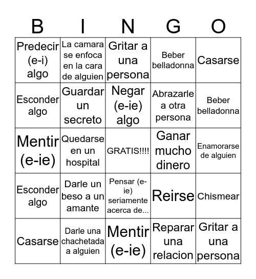 EN NOMBRE DEL AMOR BINGO (Ahooooraaa!) Bingo Card