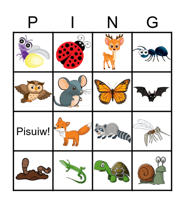 Forest Animals Bingo Card