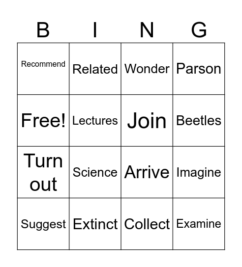 Darwin Bingo Card