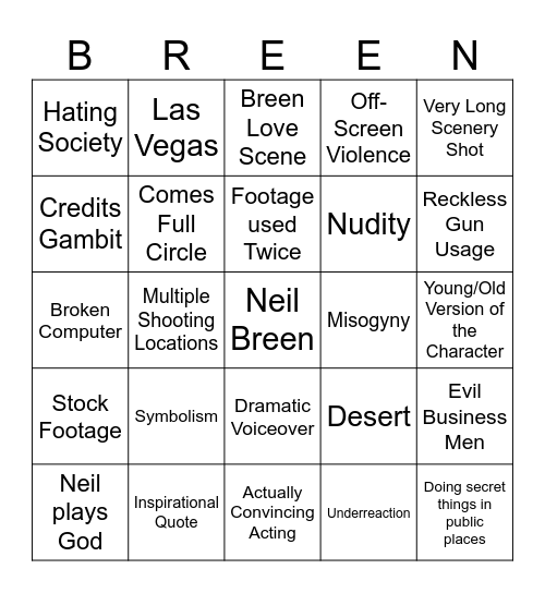 Breening Everywhere Bingo Card