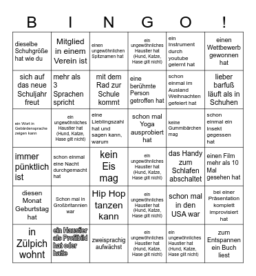 Back to school! Finde jemanden, der/die… Bingo Card