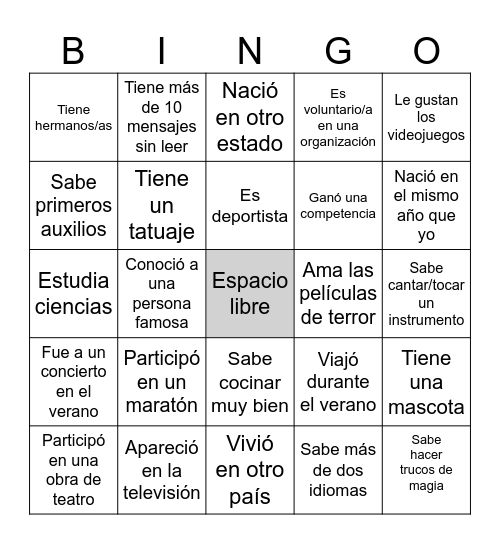Mis compañeres de español Bingo Card