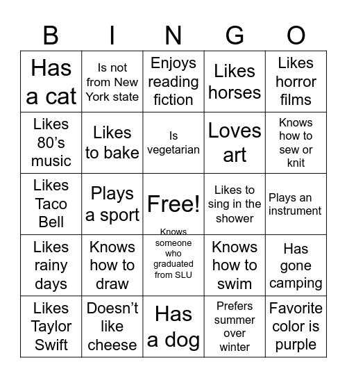 SLU SEARCH 1 Bingo Card