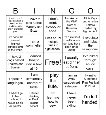 OLR Fun Facts Bingo Card