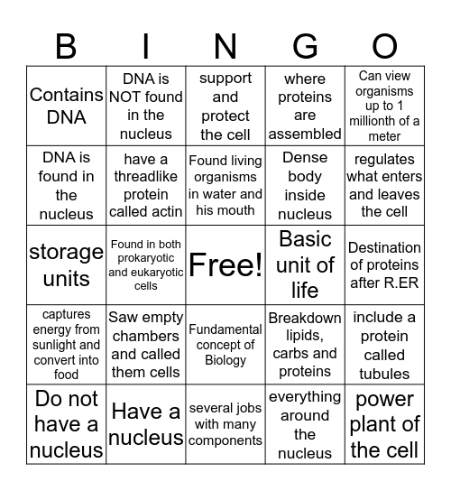 CELLS Bingo Card