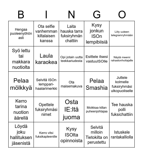 Nuotioiltabingo Card