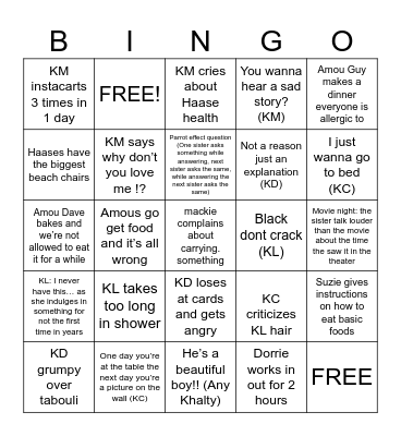 Cape May Bingo - Susie Edition Bingo Card