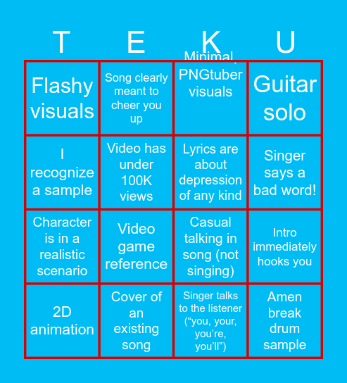 Vocaloid Bingo Card