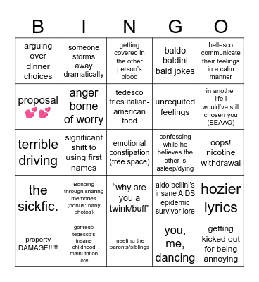 bellesco week sfw <3 Bingo Card
