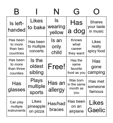 Icebreaker Bingo: Find Someone Who Bingo Card