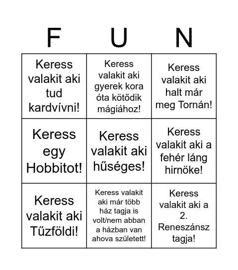 A Torna hősei Bingo Card