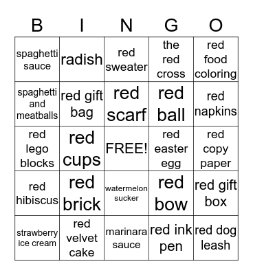 Red Bingo Card