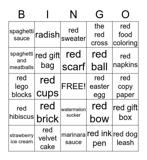 Red Bingo Card