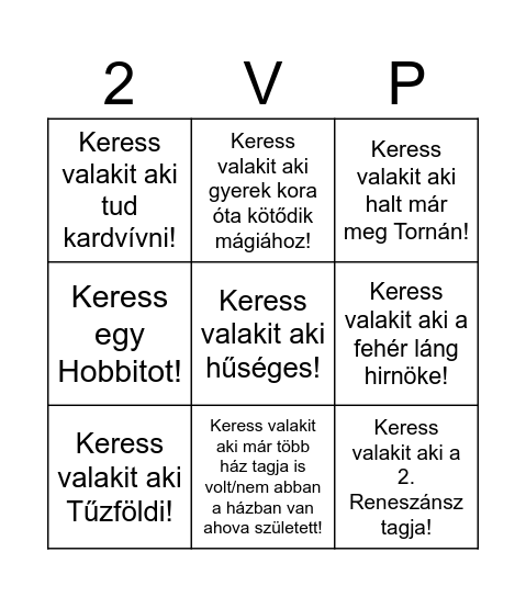 A Torna hősei Bingo Card