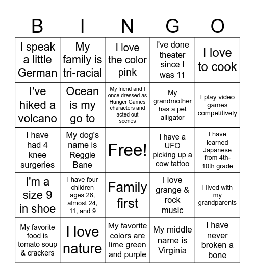 Mountain View Staff Bingo Card