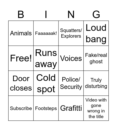 Spooky Bingo Card