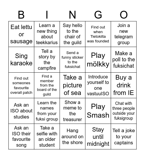 Campfire bingo Card