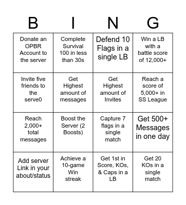 Sunny's Bingo! Bingo Card