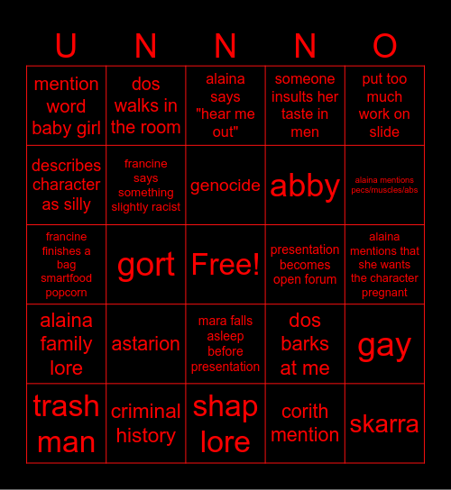 the winning bingo card Bingo Card