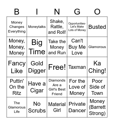 Money, Money, Money Bingo Card