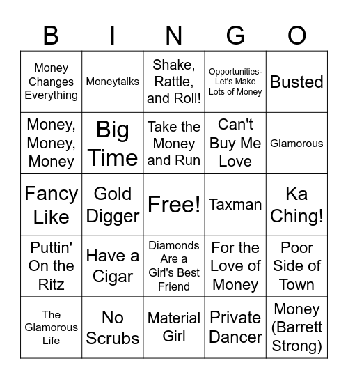 Money, Money, Money Bingo Card