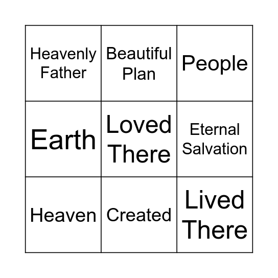 I Lived In Heaven Bingo Card