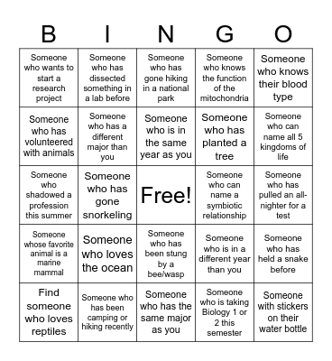 Biology Club Bingo Card