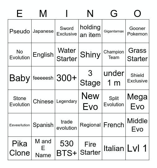 Untitled Bingo Card