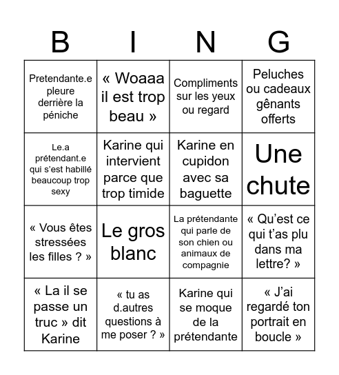 L’AMOUR EST DANS LE PRÉ Bingo Card
