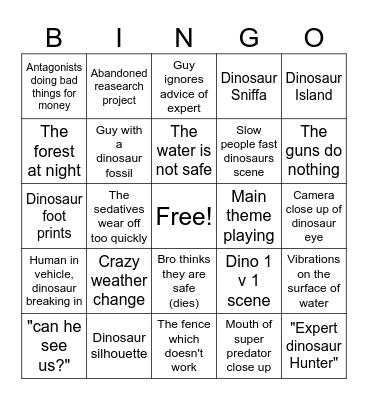 Jurassic World Rebirth Bingo Card