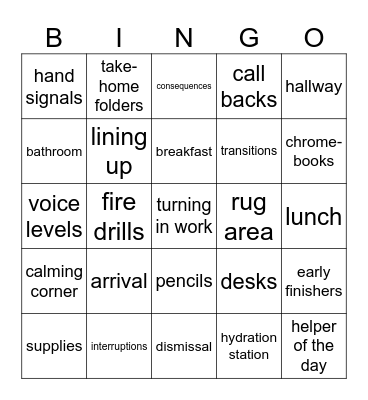 Expectations Bingo Card