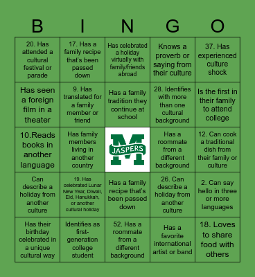 Bingo Beyond Borders! Bingo Card