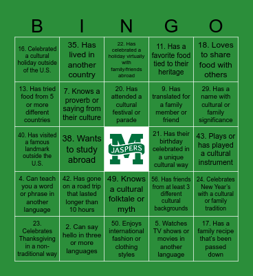 Bingo Beyond Borders! Bingo Card